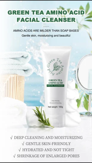 Beauty Cosmetics Green Tea Amino Acid Cleansing Face Wash Facial Foam Cleanser