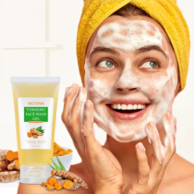 OEM Private Label Skin Care Deeply Cleansing Face Wash Gel Acne Treatment Whitening Turmeric Extract Facial Cleanser